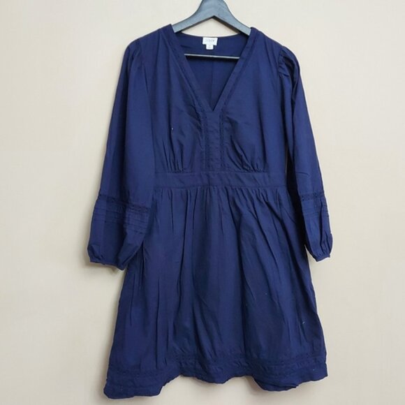 J.Crew Blue V-neck Mini dress With Trim in Navy Boho Peasant Size Small - Picture 5 of 16